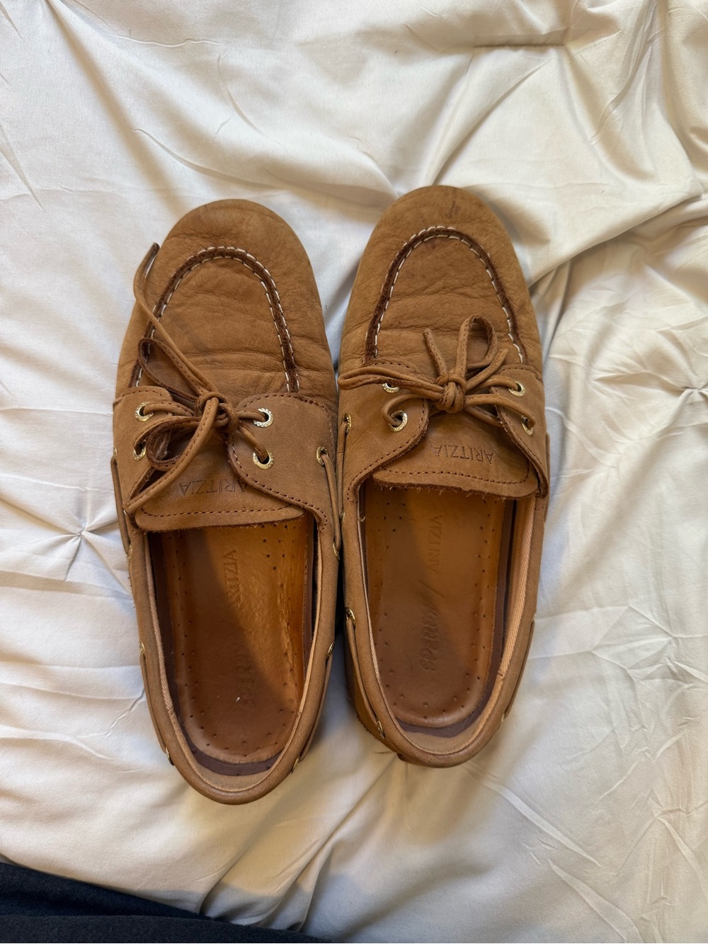 Artizia Tan Leather Boat Shoes - Casual Lace-Up